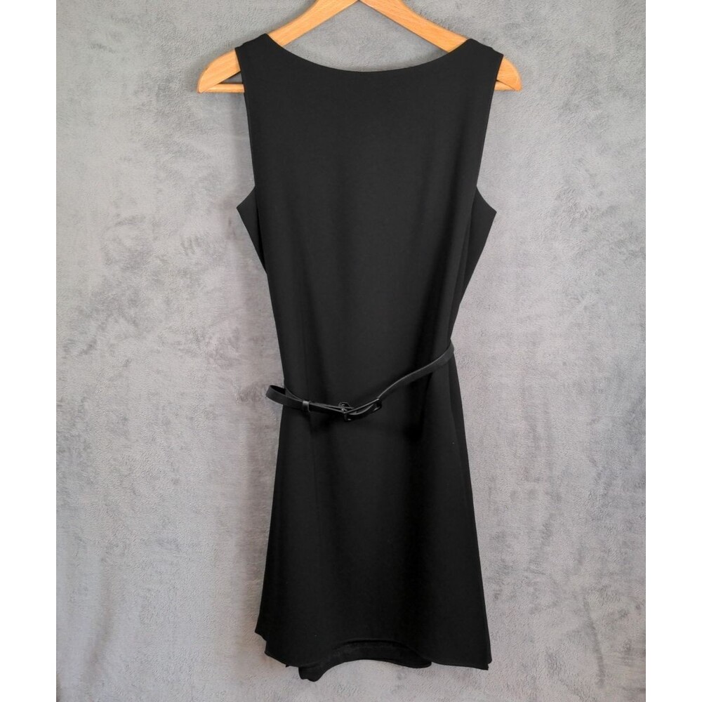 White House Black Market Black Sheath Dress Size 4 Black Sleeveless Belted Lined - Picture 2 of 8